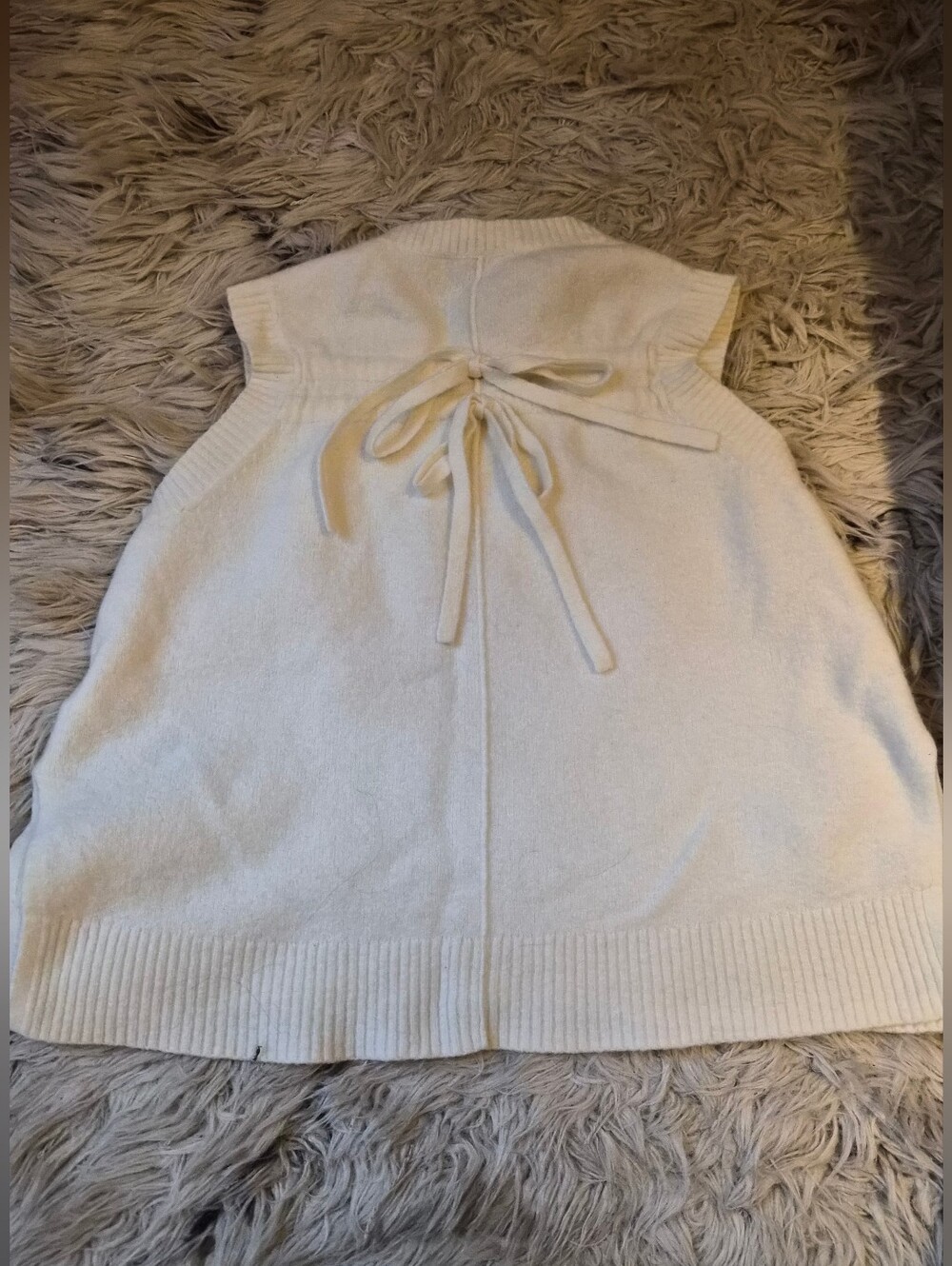 3.1 Phillip Lim Cream Sleeveless Knit Wool Sweater Top With Bow Detail Sz M